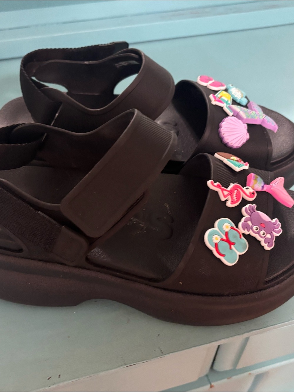 Croc Black Sandal Slides with gibbets
